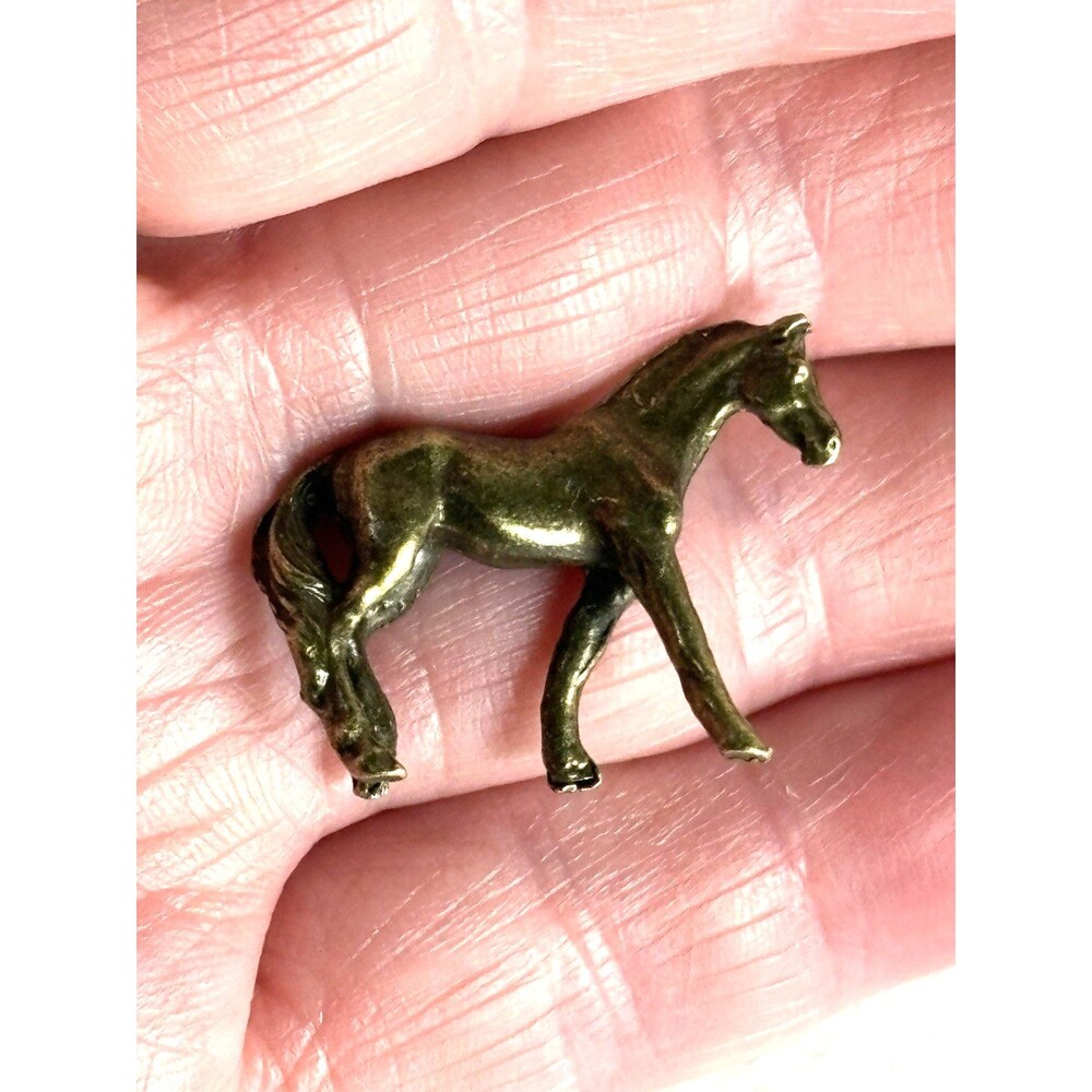 Miniature Horse Brass Figurine Vintage Style Bronze Mini Statue - Picture 3 of 8